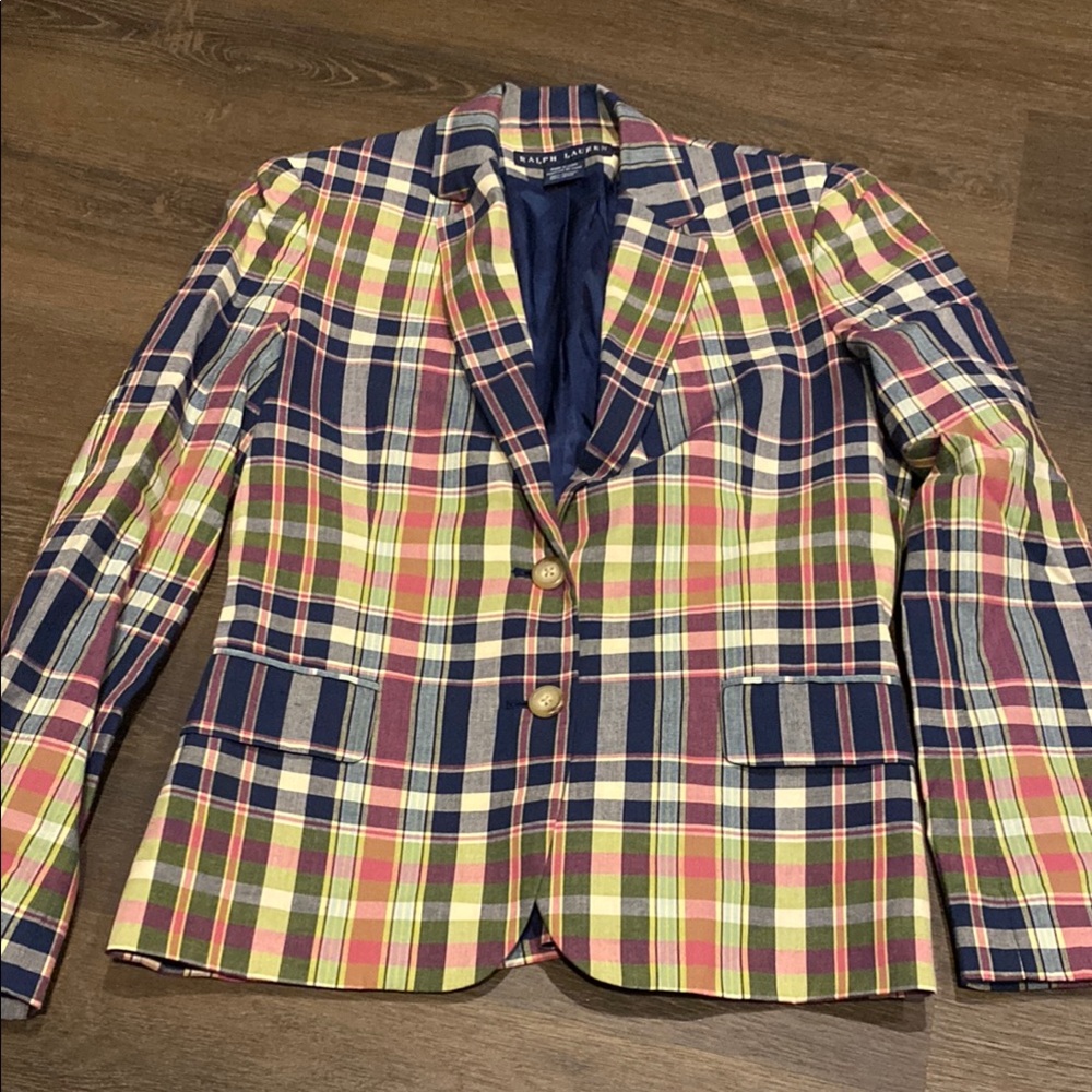 Ralph Lauren Multicolor Plaid Blazer - Navy, Pink, Green, Cream